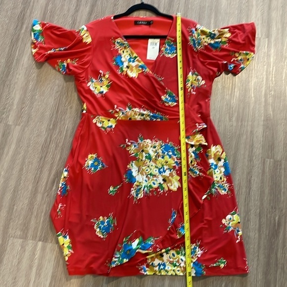 Lauren Ralph Lauren Women’s Midi Faux Wrap Dress Size 16 Red Floral Contemporary - Picture 15 of 16